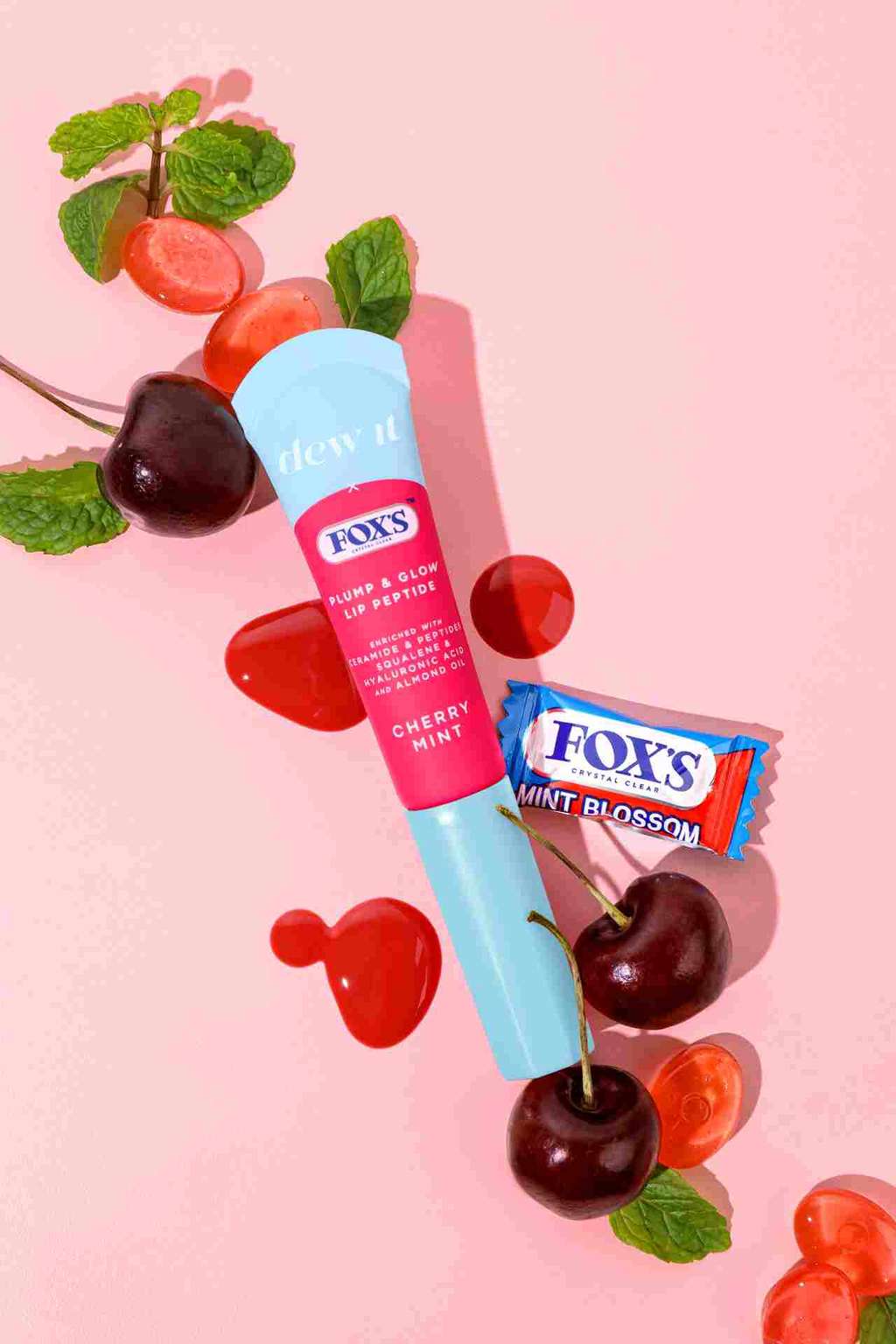 Dew It x Fox's Plump & Glow Lip Peptide Cherry Mint Dew It x Fox's Plump & Glow Lip Peptide Cherry Mint