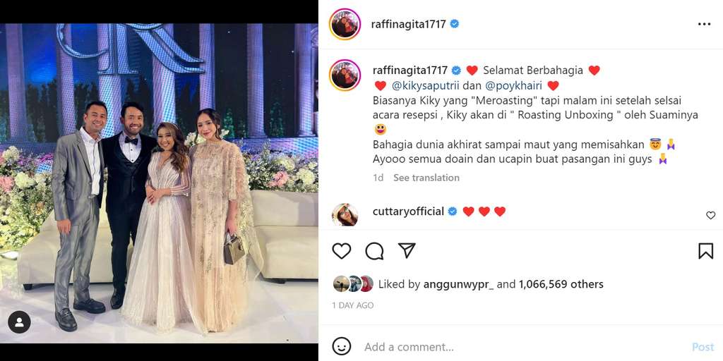 Raffi dan Nagita di pernikahan Kiky Saputri