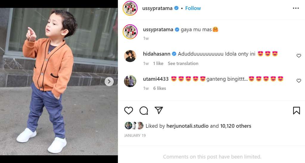 Potret Saka putra Ussy dan Andhika Pratama