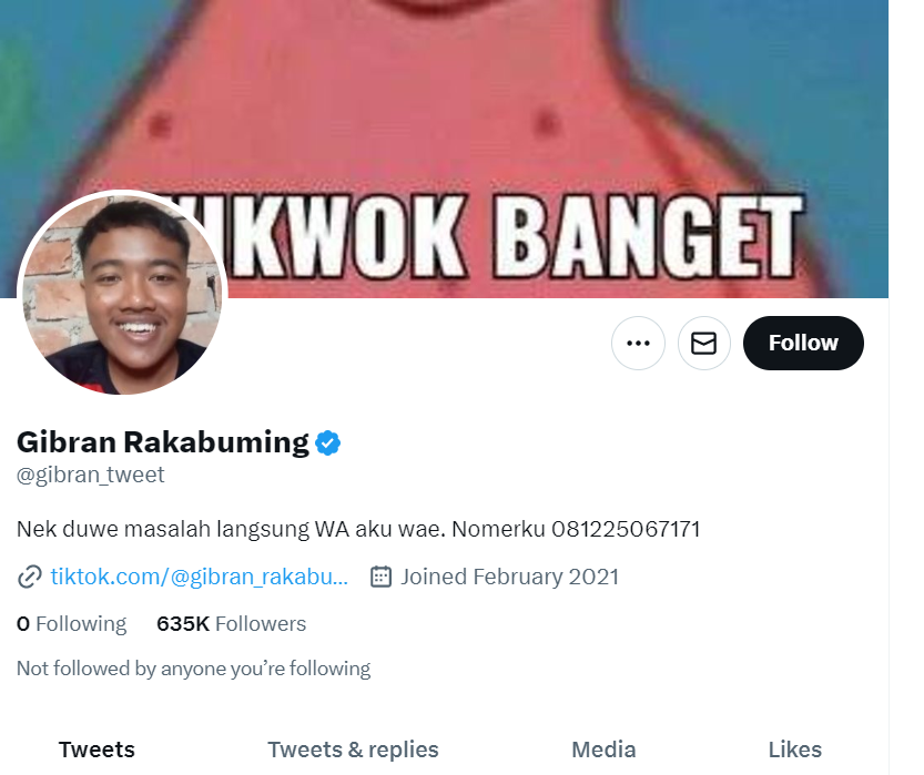 Aksi Kocak Gibran Pajang Foto Profil Adik di Twitter tapi Bukan Kaesang