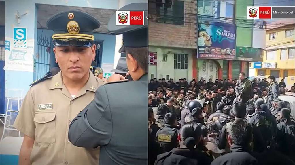 José Luis Soncco Quispe, (kiri), polisi yang tewas dibakar massa hidup-hidup di dalam mobil patroli polisi