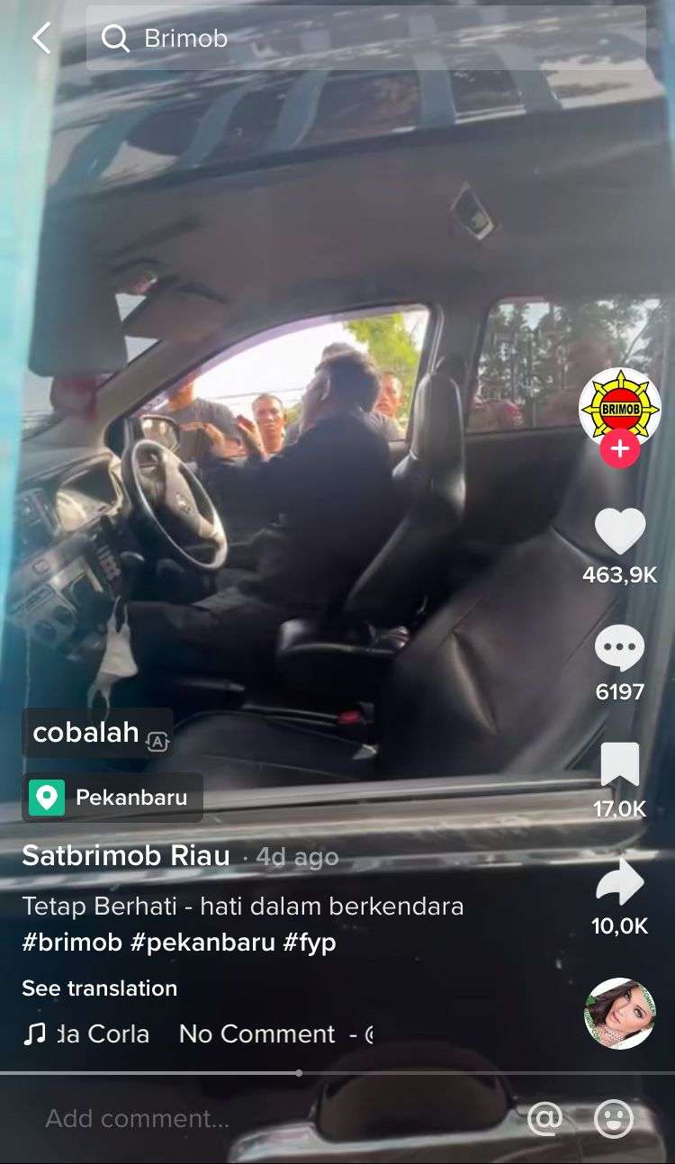 Viral Video Anggota Brimob Ramai Bantu Wanita yang Mobilnya Masuk Parit
