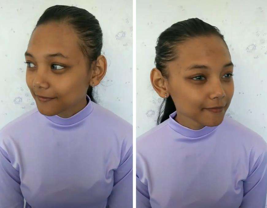 Transformasi wajah gadis remaja jadi seperti ratu Barbie.