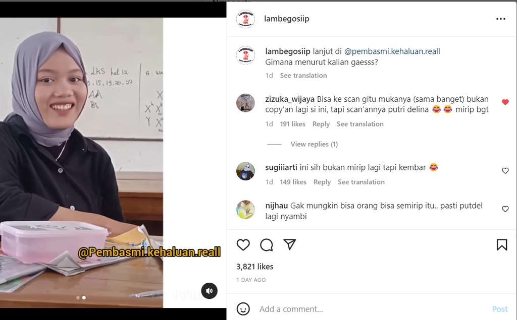 Wanita wajahnya Mirip Putri Delina
