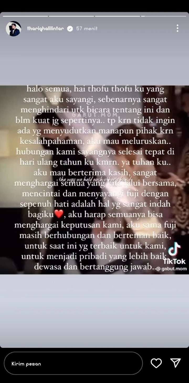 Thariq Halilintar Putus dengan Fuji di Hari Ulang Tahunnya, Masih Berteman dan Berhubungan Baik