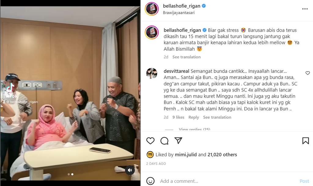 Video unggahan Bella Shofie menjelang persalinan