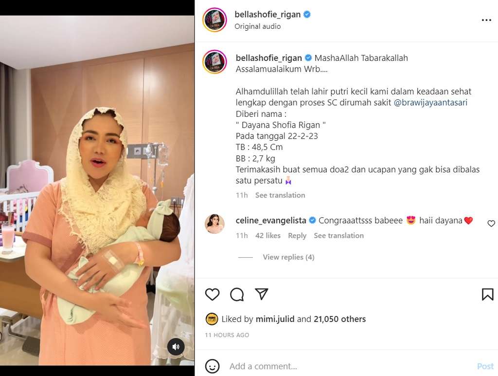 Bella Shofie melahirkan anak kedua