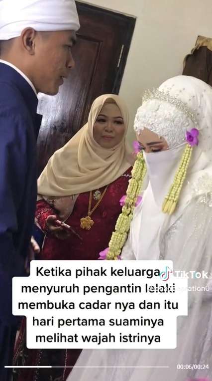 Momen Pertama Kali Pria Lihat Wajah Istri Setelah Akad, Bikin Warganet Iri!
