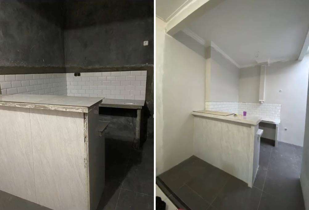 Renovasi dapur rumah subsidi jadi estetik dan modern.