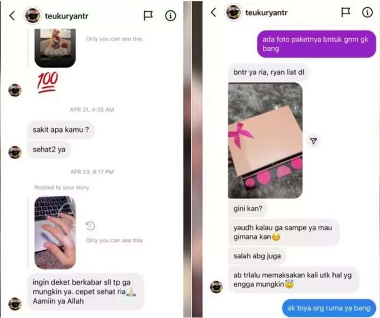 Chat Teuku Ryan ke Ria Ricis