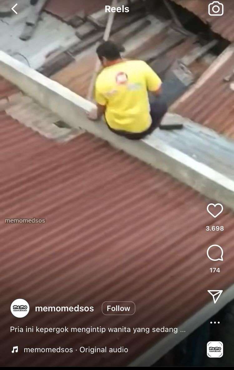 Viral Video Orang Kepergok Ngintip di Atas genteng, Diteriakin Langsung Ngibrit Turun