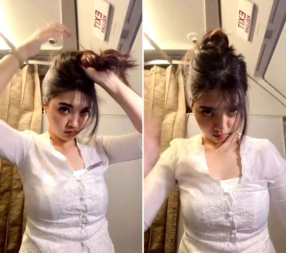 Tata rambut ikonik pramugari.