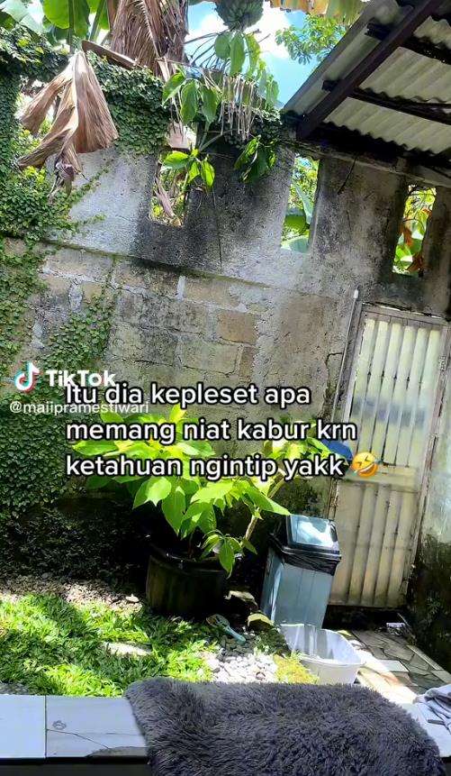 ketahuan ngintip, 'tetangga' jatuh terpeleset saat kabur.