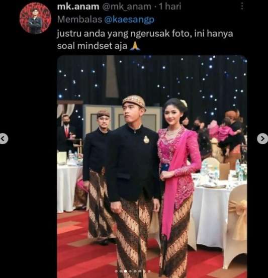 Momen Kocak Warganet Edit Foto Saat Ada Sosok Gibran di Belakang Kaesang dan Erina Gudono