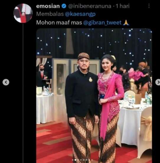 Momen Kocak Warganet Edit Foto Saat Ada Sosok Gibran di Belakang Kaesang dan Erina Gudono