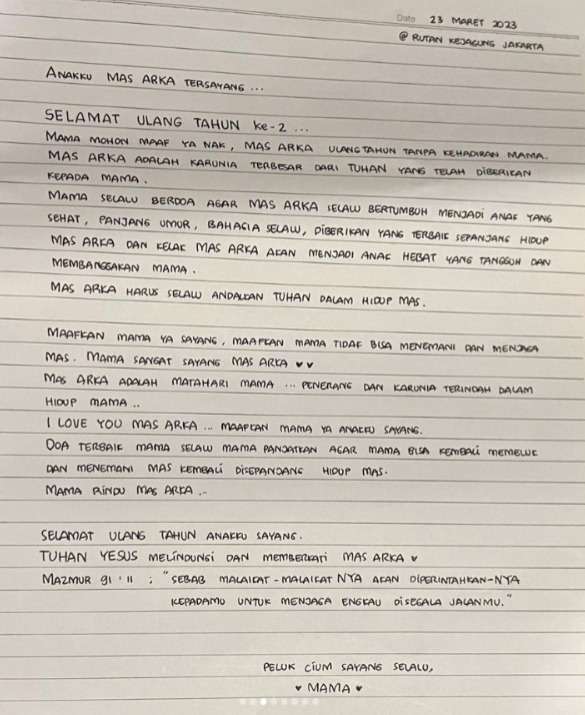 Pesan Haru Ferdy Sambo dan Putri Candrawathi di Hari Ulang Tahun Putra Bungsunya