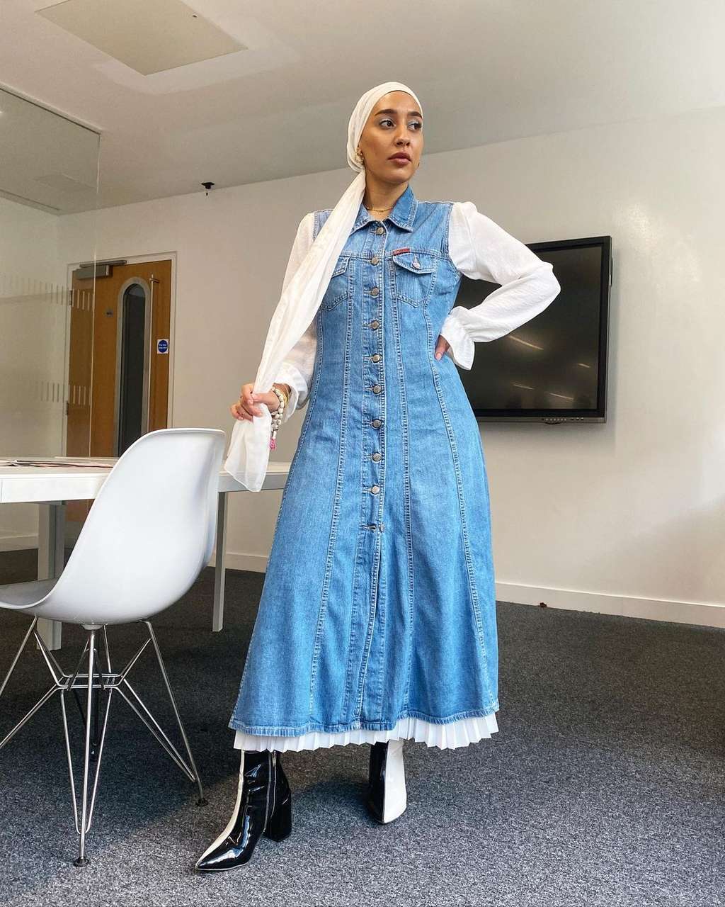 Gamis Jeans dan Rok Plisket