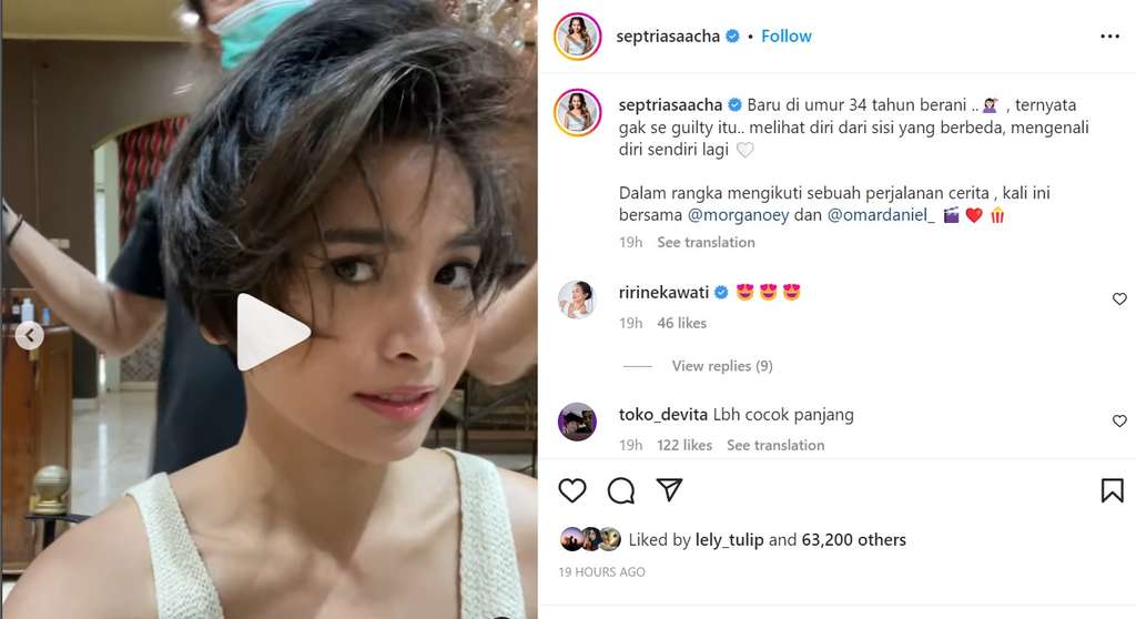Acha Septriasa potong rambut