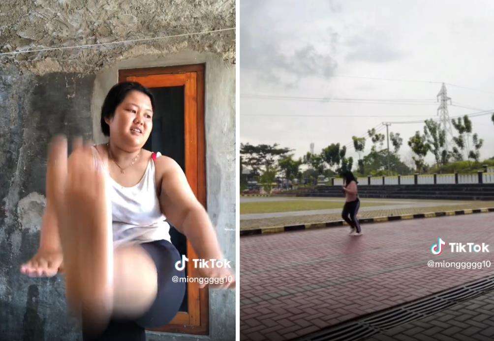 Mia lakukan workout di rumah atau lari pagi.