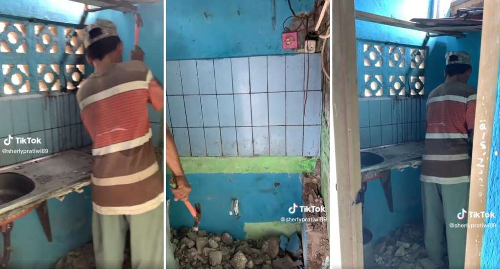 Makeover dapur sempit jadi dapur impian serba pink.