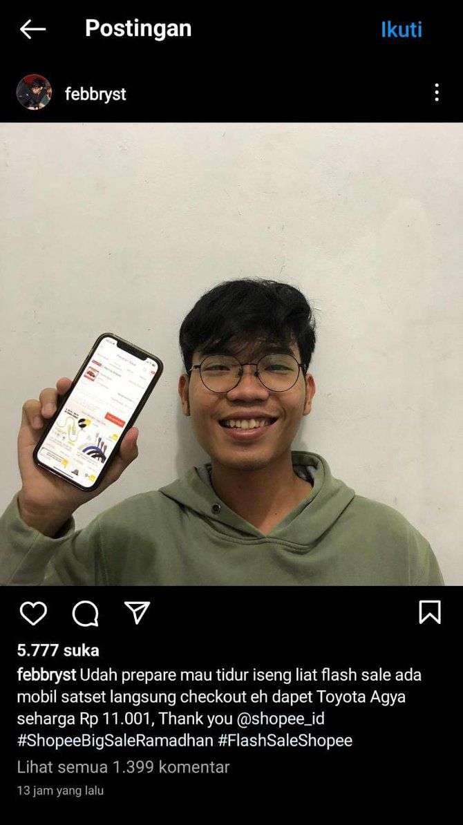 Beruntung Banget, 5 Orang Ini Berhasil Beli Toyota Agya Lewat Flash Sale Rp 1 di Shopee