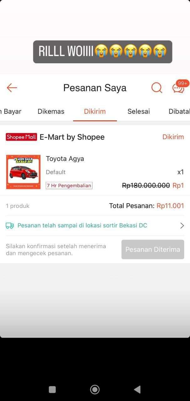 Beruntung Banget, 5 Orang Ini Berhasil Beli Toyota Agya Lewat Flash Sale Rp 1 di Shopee