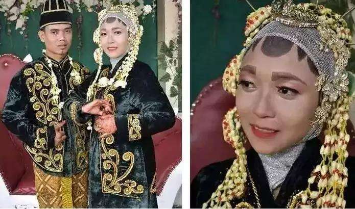 Makeup gagal pengantin wanita di pernikahannya.