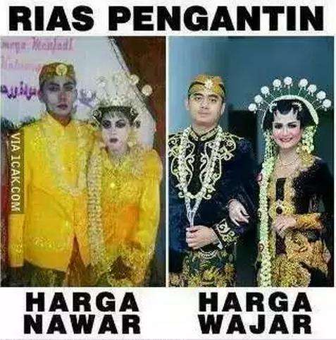 Makeup gagal pengantin wanita di pernikahannya.