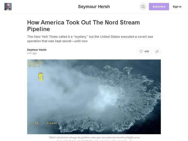 Tulisan Syemour Hers ini menuduh Amerika dalah dalang peledakan pipa gas Nord Stream Rusia Tulisan Syemour Hers ini menuduh Amerika dalah dalang peledakan pipa gas Nord Stream Rusia