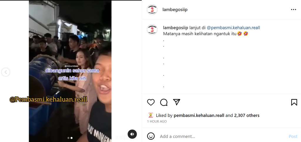 Ayu Ting Ting keliling bareng pemuda bangunin warga sahur