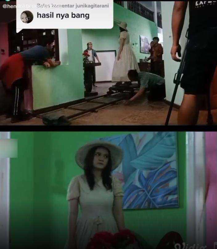 Ternyata begini cara hantu Noni Belanda berjalan melayang di film horor.