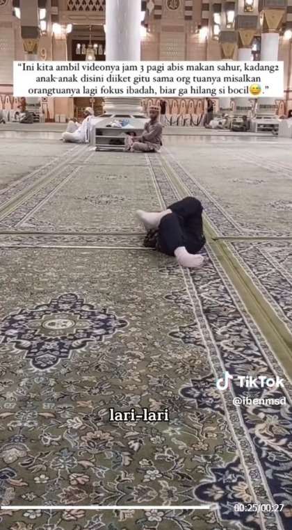 Orangtua Tidur di Masjid Nabawi, Sang Anak Diikat Agar Tidak Kabur Kemana-Mana