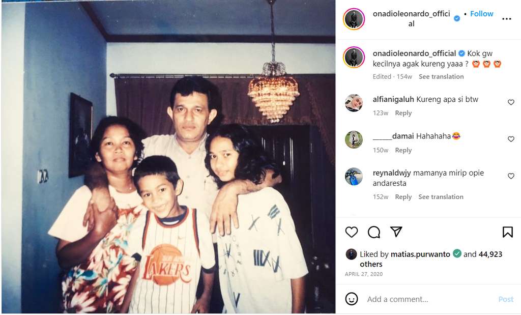 Penampilan Onad waktu kecil