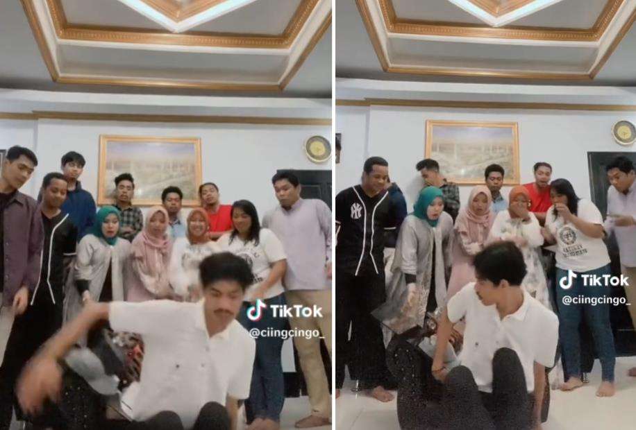 Niatnya foto bersama pas Lebaran, pria ini pecahkan meja kaca.