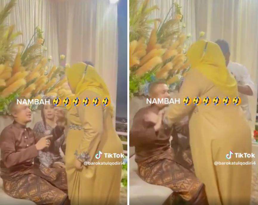 Momen istri sah labrak suami di pelaminan.
