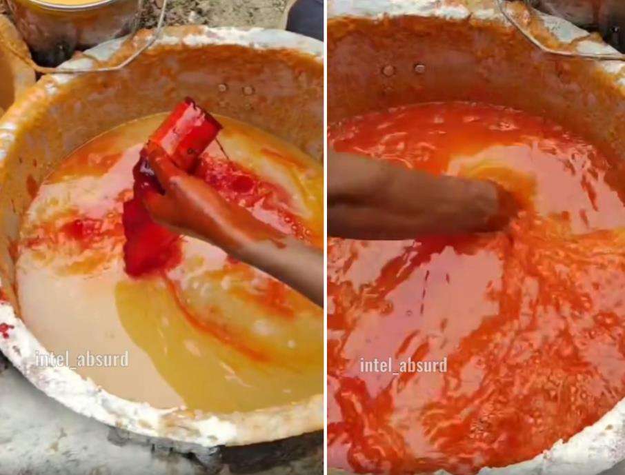 Pembuatan kue cucur yang menjijikkan.