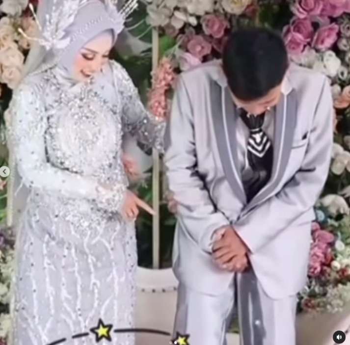 Video Pengantin Pria Grogi Disenyumin Istri Sampai Ngompol di Pelaminan, Disebut Settingan Malah Dirujak Netizen