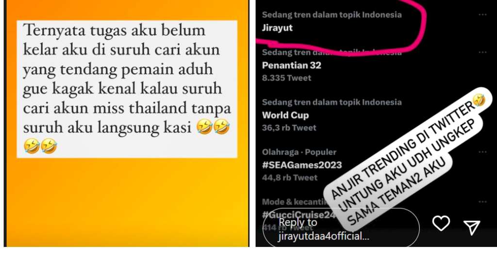 Reaksi Jirayut diserbu netizen Indonesia