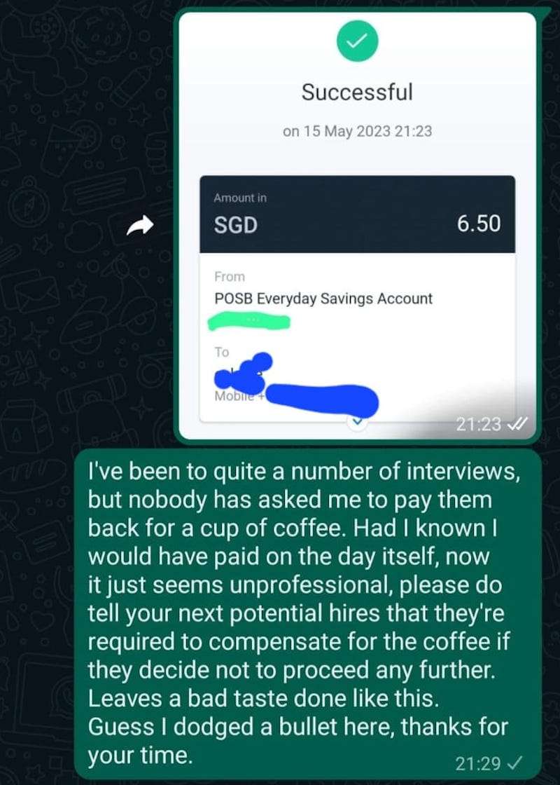 pencari kerha diminta bayar kopi
