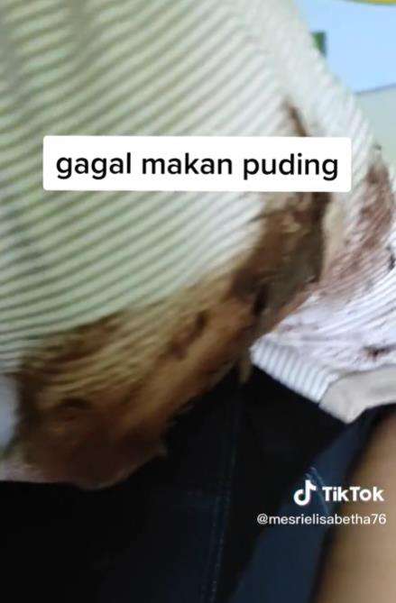 Gegara ulah anak, gagal makan puding.