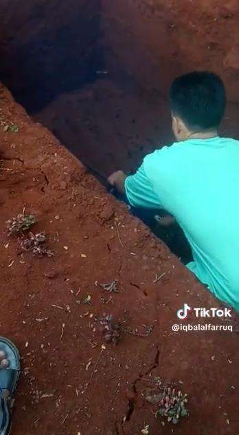Gali kuburan pakai gergaji mesin.