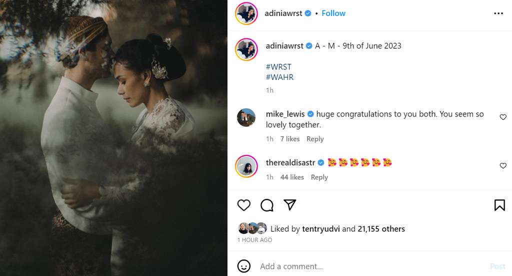 Adinia Wirasti Wijayanto resmi menikah