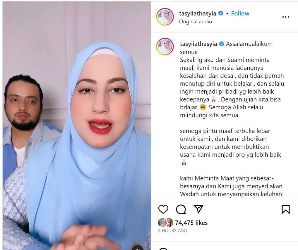 Tasyi minta maaf