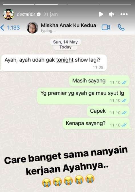 Pesan Singkat Desta dengan Miskha