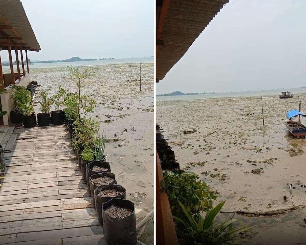 Penampakan rumah panggung di atas laut.