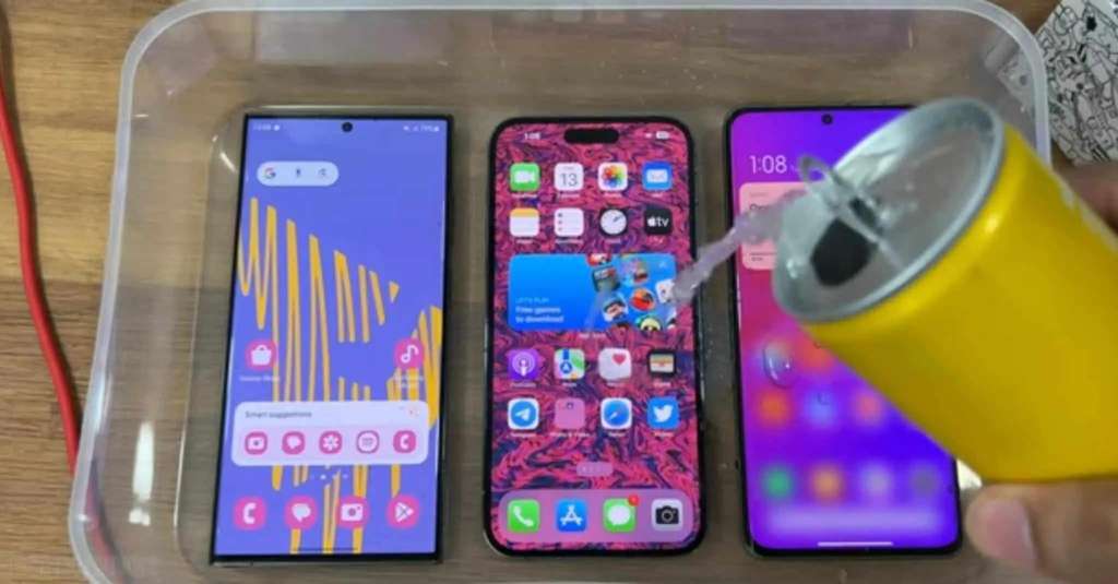 Uji tahan air ponsel unggulan Samsung, Apple, Xiaomi.
