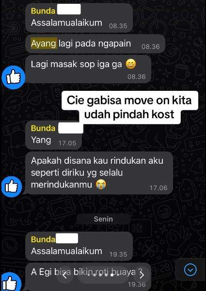 Ibu kos rasa pacar.