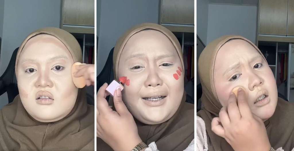 Makeup dempul super tebal tapi hasilnya mengejutkan.