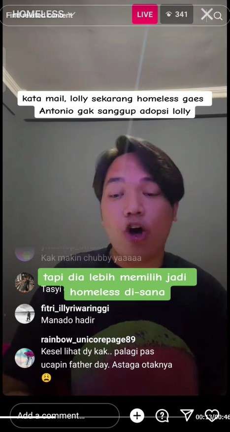 Tangkapan layar Mail saat live INstagram
