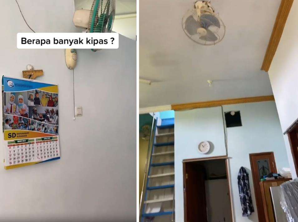 Rumah unik kayak toko elektronik, banyak kipas anginnya.